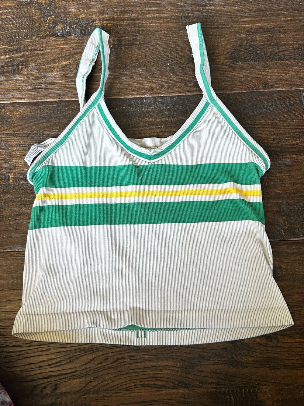 Urban Outfitters Green, White & Yellow Striped Ribbed Tank